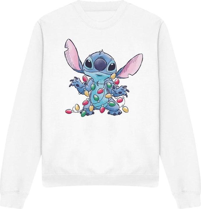 Actual product image Lilo & Stitch Unisex Adult Christmas Lights Sketch Sweatshirt (M)