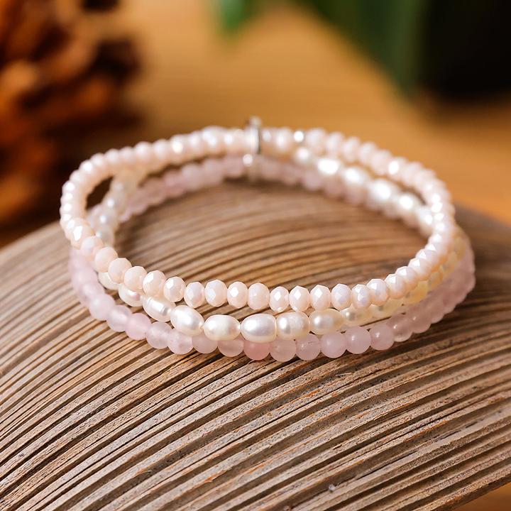 Actual product image Andreani Armband aus echten Süsswasserperlen mit Rosenquarz (80 cm)