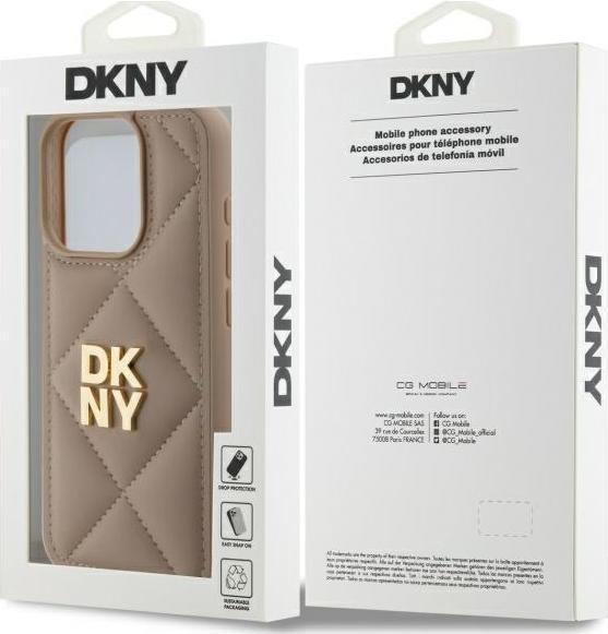 Actual product image DKNY DKHCP15LPQDSLE iPhone 15 Pro 6.1" beżowy/beige Quilted Stack Logo (Apple iPhone 15 Pro)