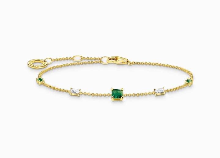 Produktbild Thomas Sabo Armband mit grünen und weissen Steinen gold (19 cm, 925er Silber, beschmücktes Sterling Silber 925er Vergoldung)