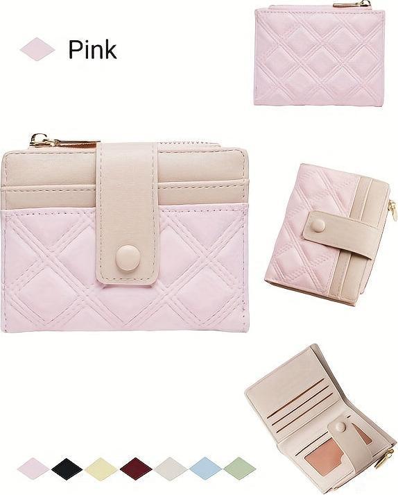 Only-Bags.Store Neue gesteppte Brieftasche mit Reissverschlusstasche und Schnallenverschluss, perfekt für Geschenke
