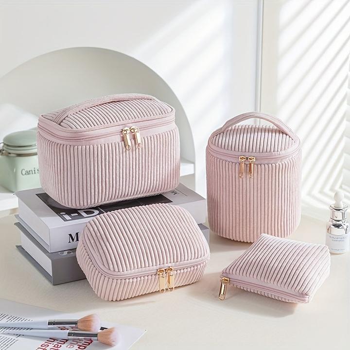 Immagine prodotto Only-Bags.Store Elegante set di 4 astucci per cosmetici in velluto a coste, eleganti borse organizer per il trucco