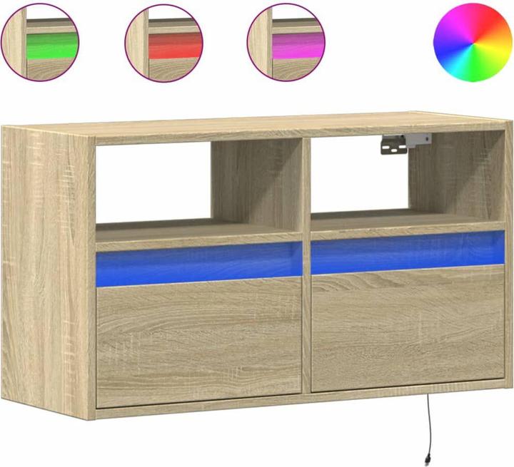 Produktbild VidaXL TV Schrank Wandschrank Lowboard Hängend mit LED-Beleuchtung Sonoma-Eiche