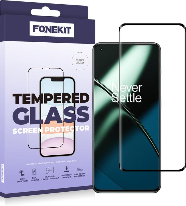 Produktbild FoneKit Full Cover -panssarilasi, OnePlus 11, musta (1 Stück, OnePlus 11)