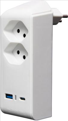 Actual product image Brennenstuhl cleverLINE Branch Plug 2-fold white with 1x USB Type-A and 1x USB Type-C PD connection (max. 18W) (Type 13, 2 x)