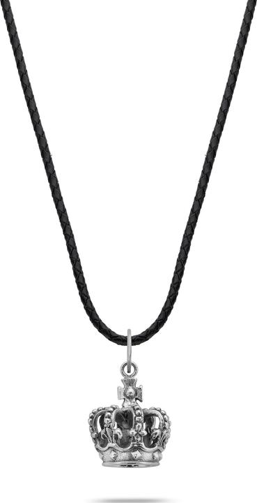 Produktbild Rebel & Rose NL024-S-70 Royal Crown Unisex Halskette 70cm (Leder, 925er Silber, 50 cm)