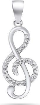 Actual product image Brilio Silver - Charming sterling silver pendant with zircons Treble clef PT65W