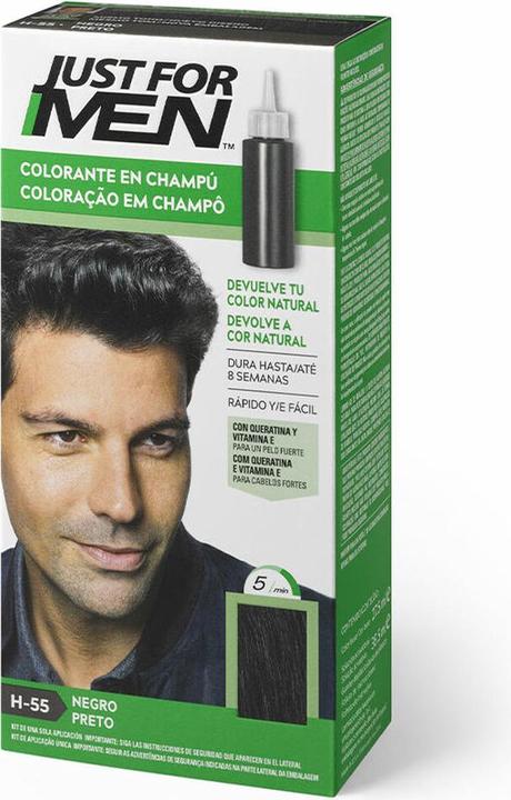 Actual product image Just For Men Natural Black Shampoo Colouring Shampoo 30ml (30 ml, Liquid shampoo)
