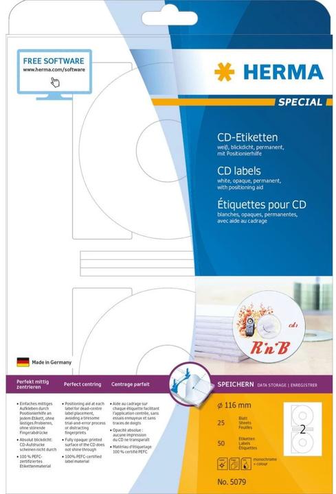 Produktbild HERMA CD Etiketten A4