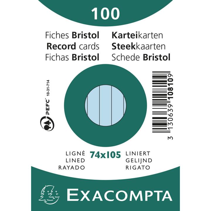Produktbild Exacompta Karteikarten (74 x 105 mm, 205 g/m², 100 x)