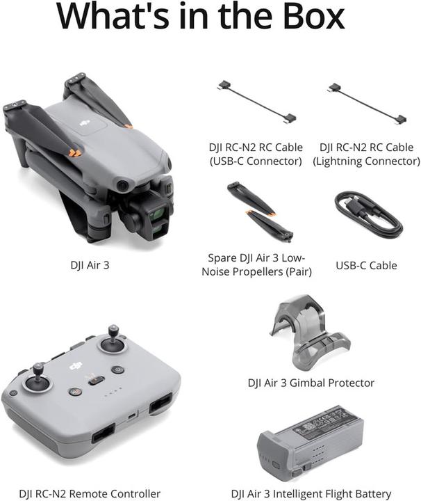 Productafbeelding DJI Air 3 met RC-N2 Regelaar (46 min, 720 g, 48 Mpx)