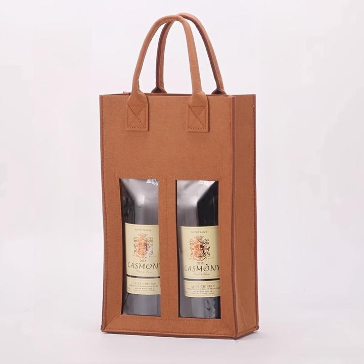 Actual product image Only-Bags.Store 1 Stück Stoff Wein Tragetasche, stossfest, stossfest, Geschenk-Tasche (Wine stopper)