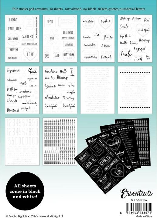 Immagine prodotto art by marlene Sticker Block Sentiments 20 Pezzi Essentials