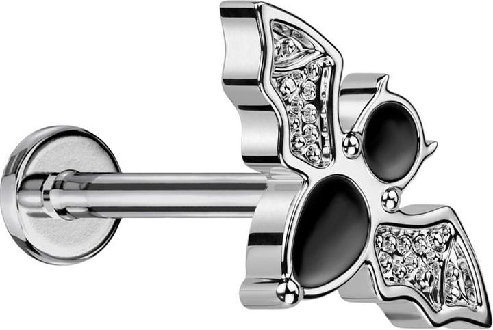 Star Piercing Micro Threadless Labret silber Fledermaus silber (Titan G23, ohne Messing)
