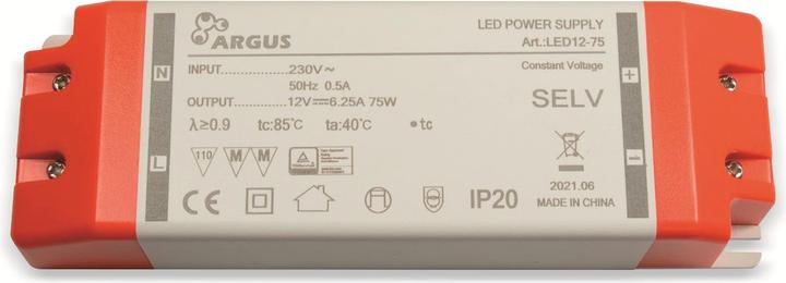 Actual product image Intertech LED Driver LED 12-75 12V output voltage 75W power