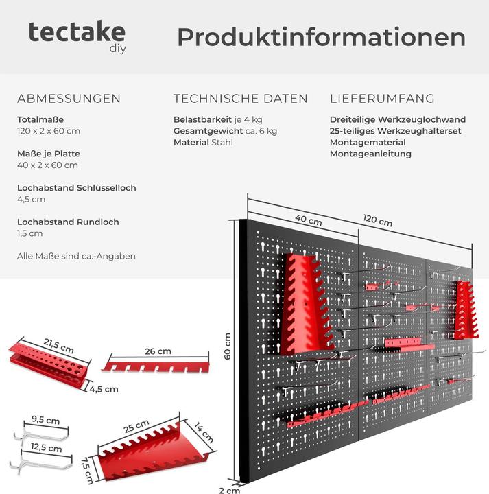 Image du produit tectake Panneau mural pour rangement d'outils