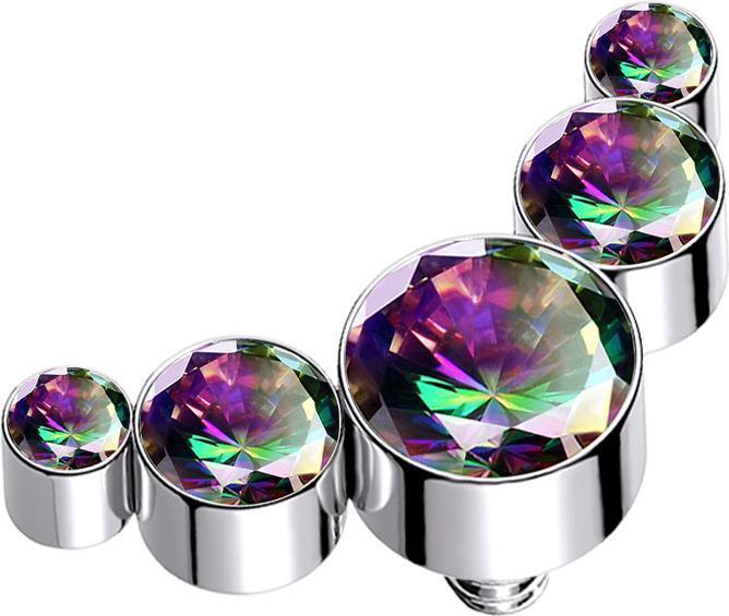 Produktbild Star Piercing Dermal Anchor silber fünf Kristalle dunkel multicolor (Chirurgenstahl 316L, Chirurgenstahl 316Lohne Messing)