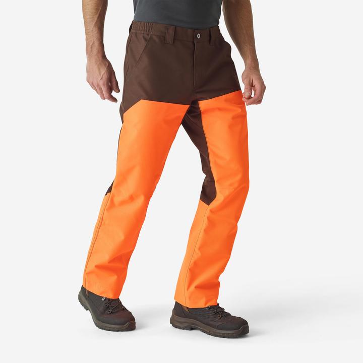 Image du produit Solognac Pantalon de pluie de chasse Renfort 500 orange/marron (L)