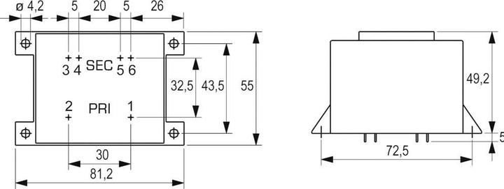 Produktbild Block Transformator PCB 25VA 2x15V