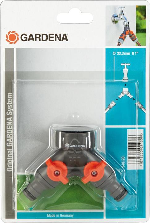 Produktbild Gardena Zwei-Wege-Ventil (2 Wege Verteiler, Hahnanschluss, Multikupplung, 33.30 mm)