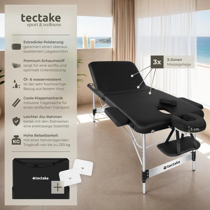 Immagine prodotto tectake 3 Zonen Massageliege mit 5cm Polsterung und Aluminiumgestell