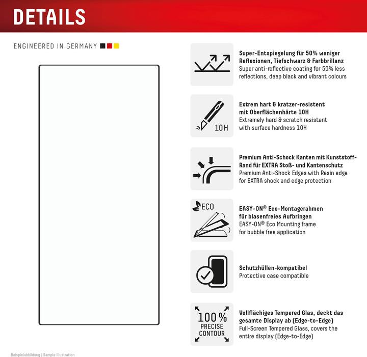 Nährwerte und Zutaten Displex Premium Glass, Full Cover Anti-Reflex Panzerglas (1 Stück, Samsung Galaxy S24 Ultra)