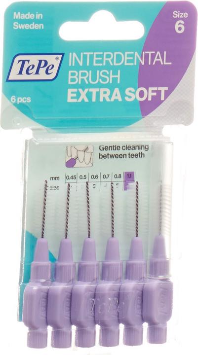 Produktbild TePe Interdental Brush 1.1mm x-soft violett (6 x, 1.10 mm)