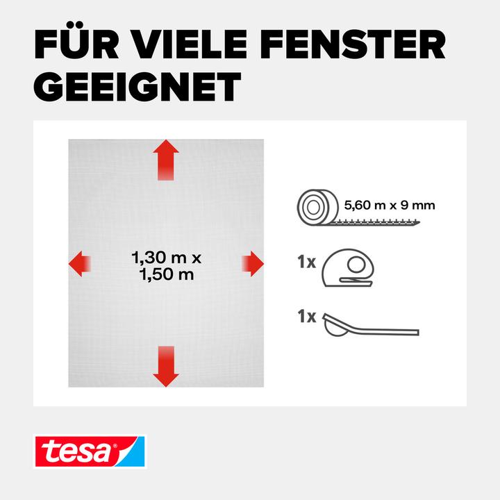 Image du produit tesa Moustiquaire COMFORT pour fenêtres, avec bande Velcro, autocollante, sans perçage (130 x 150 cm)