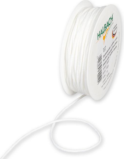 Immagine prodotto Halbach Cordoncino elastico, bianco 3 mm, rotolo 30 m, 76 PA, 24 % EL