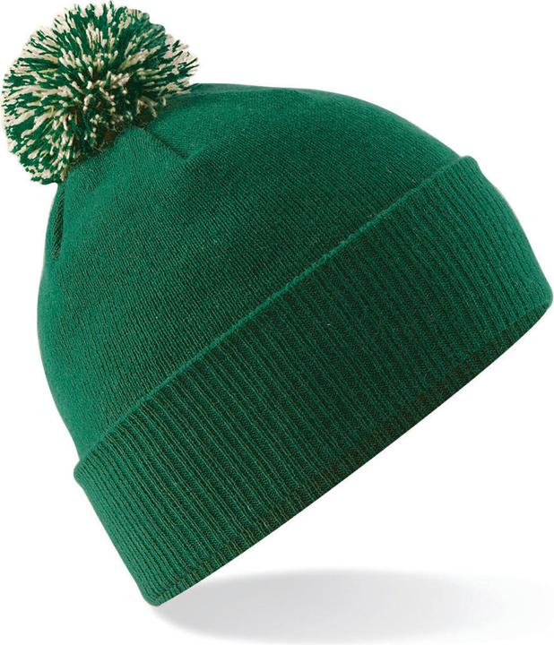 Vert bouteille avec pompon de la même couleur