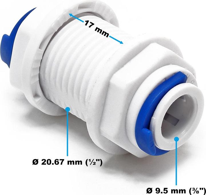 Image du produit Naturewater Raccord de tuyau 2 x 3/8 pouce- 9.5mm Filetage mâle 21mm Type Jaco Osmose Inverse (Raccord de tuyau, 16.41 mm)