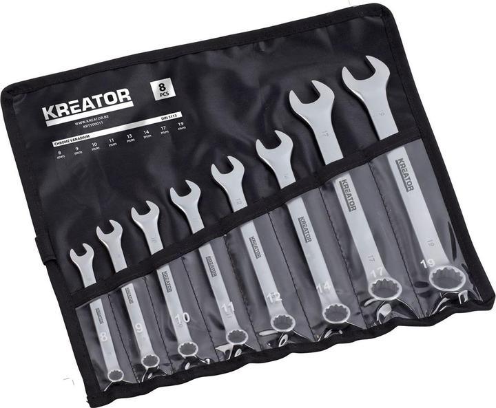 Produktbild Kreator Schraubenschlüsselsatz 8-19mm Kombination - 8 St. (19 mm, 12 mm, 14 mm, 16 mm, 10  mm, 18 mm, 17 mm, 11 mm, 15 mm, 8 mm, 9 mm, 13 mm)