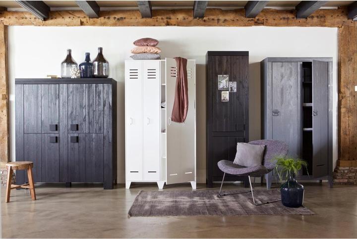 Productafbeelding Woood Kledingkast Kluis 2 deuren grenen staalgrijs (FSC) (190 x 95 x 44 cm)