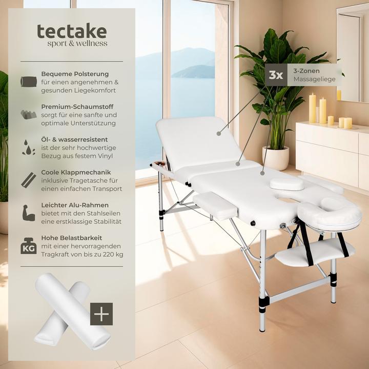 Immagine prodotto tectake Lettino per massaggi a 3 zone con schienale e bolster