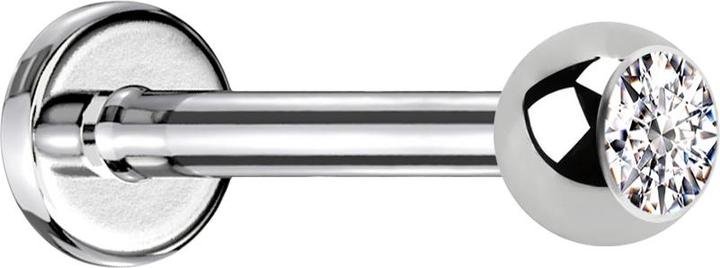 Image du produit Star Piercing Labret argenté avec boule de cristal argenté (Acier chirurgical 316L, sans laiton)