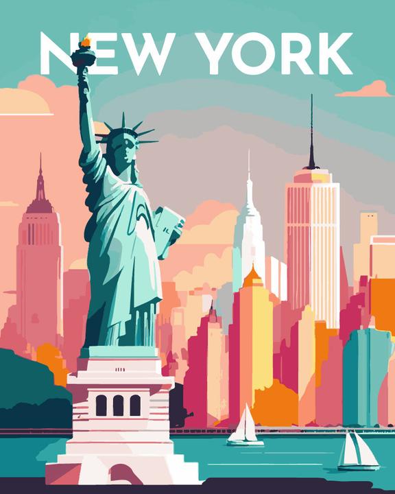Image du produit Figured'Art Peinture par Numèros - Affiche Vintage New York