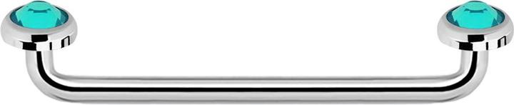 Produktbild Star Piercing Surface Barbell Innengewinde silber 90° mit zwei Scheiben Kristall türkis (Chirurgenstahl 316L, ohne Messing)