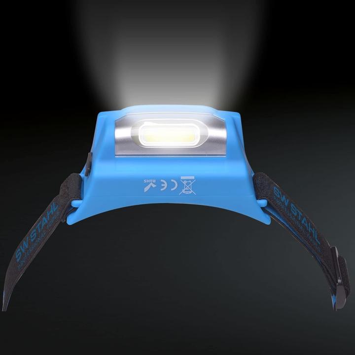 Produktbild SW-Stahl S9716 LED Akku-Stirnleuchte, 2W COB I wiederaufladbare Stirnlampe mit USB Ladekabel und Ada (180 lm)