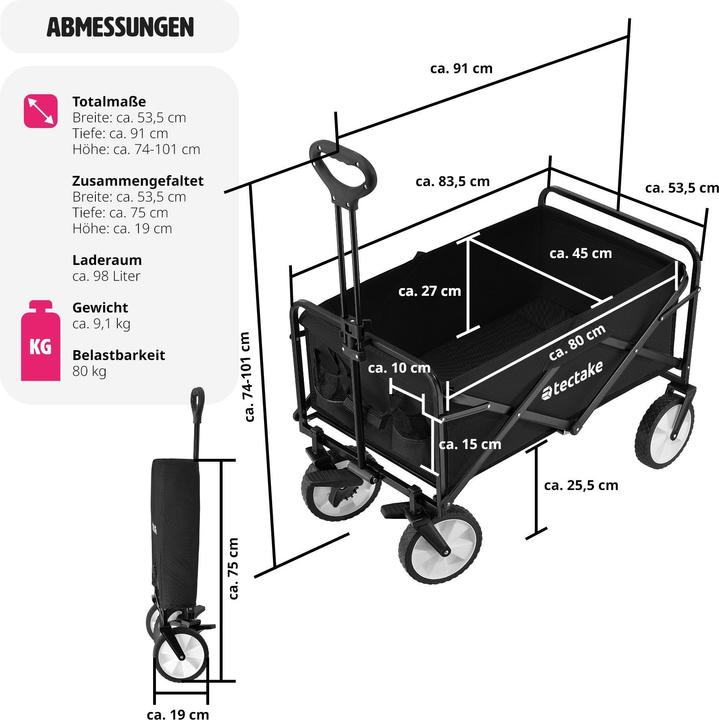 Actual product image tectake Foldable Leon handcart with brakes