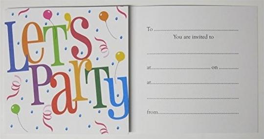 Actual product image Generic Let's Party Balloons Invitations (Pack of 6)