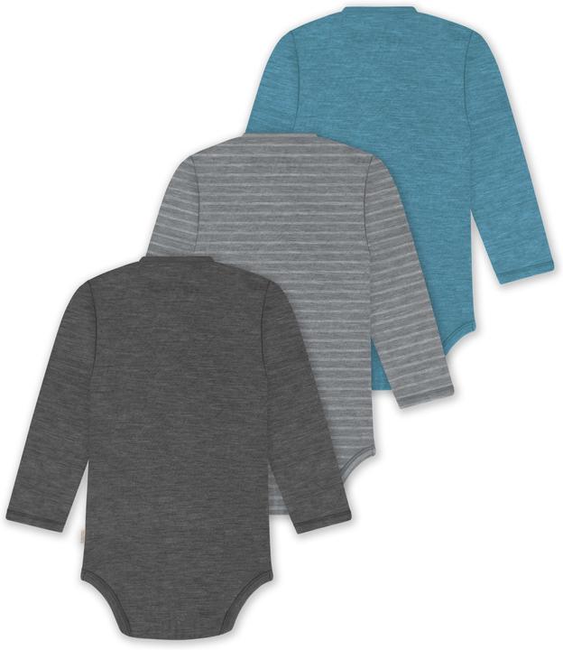 Actual product image Normani Set of 3 baby body wrap long sleeve toddler bodysuit made from merino wool - 9357 (44)