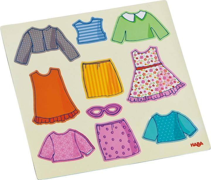 Actual product image Haba Magnet play box dress-up doll Lilli (German, French, Italian, English)