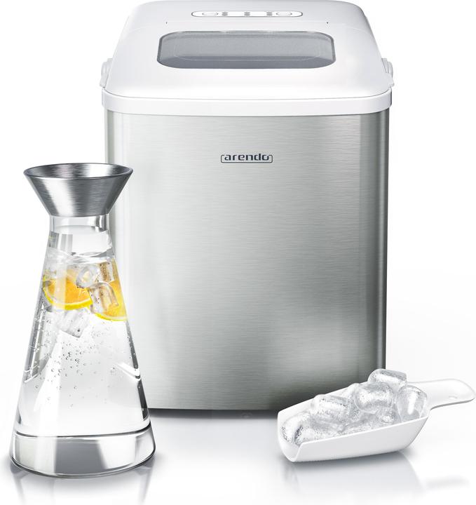 Arendo Ice cube maker, 120W with 1.5 litre container, ice cube maker, 9 ice cubes in 9 minutes, silver