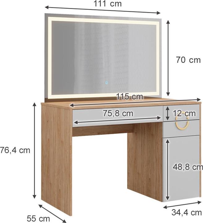 Actual product image Vicco Adela with lighting (115 x 55 x 76.5 cm)