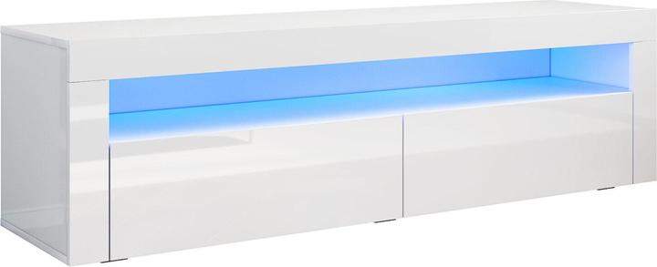 Image du produit SONNI Meuble TV mural avec éclairage LED (configurable en 12 couleurs), 155 x 40 x 45 cm, blanc bril