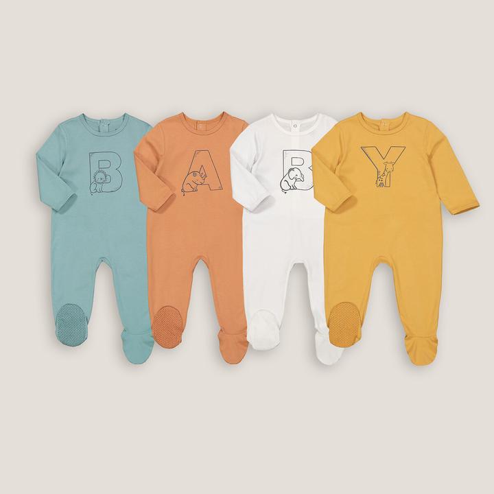 Image du produit La Redoute Collections Lot de 4 grenouillères avec pied (86)