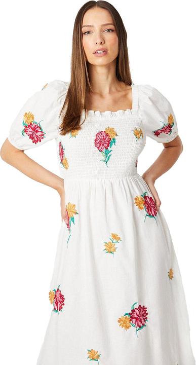 Actual product image Dorothy Perkins Womens/Ladies Embroidered Poplin Shirred Midi Dress (40 D)