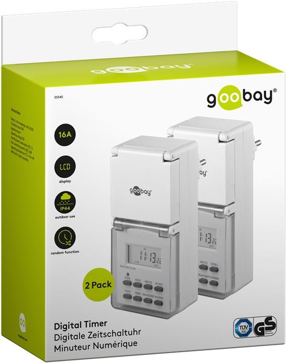 Produktbild Goobay Digitale Zeitschaltuhr IP44, 2 Stück, Weiss