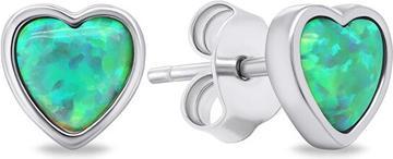 Brilio Silver - Delicate silver earrings Hearts with synthetic opals EA610WG