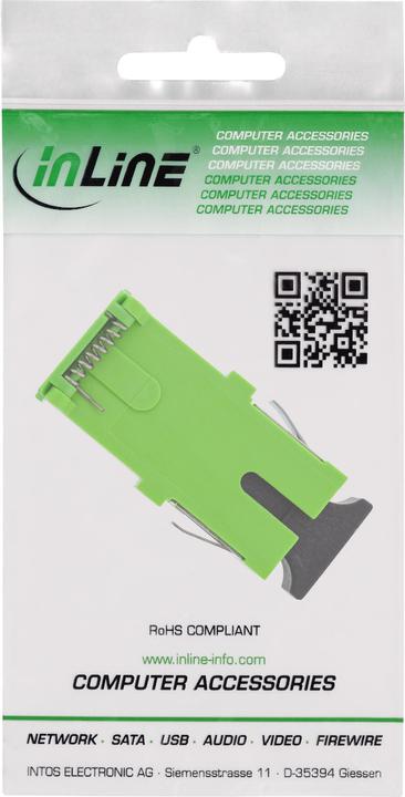 Actual product image InLine Fibre optic coupling, simplex SC/SC, singlemode, ceramic sleeve, with shutter, green (Network coupling)